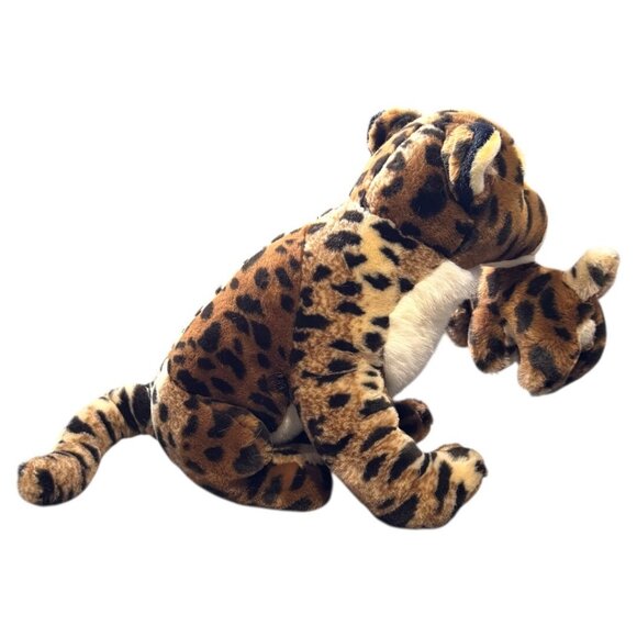 Leopard Mom & Baby Plush Fine Toy Large Leopard And Baby Plush Animals Stuffed - Picture 5 of 10